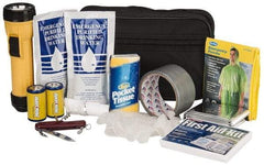 PRO-SAFE - Emergency Preparedness Kits Type: Emergency Response/Preparedness Kit Contents: 33 Piece First Aid Kit; Duct Tape; Drinking Water Packet; Dust Mask; Emergency Poncho; Flashlight; Gloves; Swiss Army Knife; Tissues - Top Tool & Supply