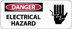 NMC - "Danger - Electrical Hazard", 7" Long x 17" Wide, Pressure-Sensitive Vinyl Safety Sign - Rectangle, 0.004" Thick, Use for Accident Prevention - Top Tool & Supply