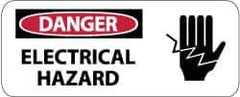 NMC - "Danger - Electrical Hazard", 7" Long x 17" Wide, Rigid Plastic Safety Sign - Rectangle, 0.05" Thick, Use for Accident Prevention - Top Tool & Supply