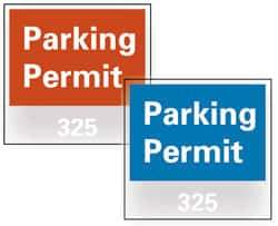 NMC - Parking Permit (001-100), 3 Inch Wide x 3 Inch High, Vinyl Traffic Sign - Blue, Square - Top Tool & Supply