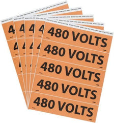 NMC - Electrical Markers Label - Legend: 480 Volts, English, Black & Orange, 9" Long x 2-1/4" High, Sign Muscle Finish - Top Tool & Supply