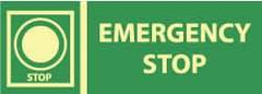 NMC - "Emergency Stop", 5" Long x 14" Wide, Rigid Plastic Safety Sign - Rectangle, 0.05" Thick, Use for Accident Prevention - Top Tool & Supply