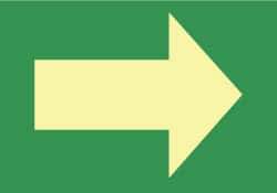 NMC - Right Arrow (Graphic), Plastic Exit Sign - 10" Wide x 7" High, Glow-in-the-Dark - Top Tool & Supply