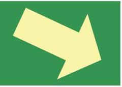 NMC - Right Down Arrow (Graphic), Pressure Sensitive Vinyl Exit Sign - 10" Wide x 7" High, Glow-in-the-Dark - Top Tool & Supply