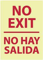 NMC - No Exit, Pressure Sensitive Vinyl Exit Sign - 14" Wide x 20" High, English/Spanish, Glow-in-the-Dark - Top Tool & Supply