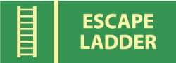 NMC - Escape Ladder, Pressure Sensitive Vinyl Fire Sign - 14" Wide x 5" High, Glow-in-the-Dark - Top Tool & Supply