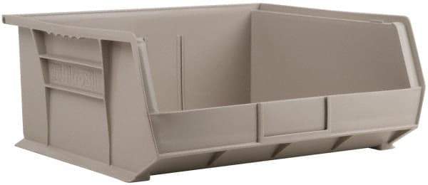 Akro-Mils - 75 Lb. Load Capacity, 14-3/4" Deep, Gray Polymer Hopper Stacking Bin - 7" High x 16-1/2" Wide x 14-3/4" Long - Top Tool & Supply