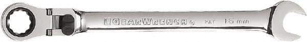 GearWrench - 16mm 12 Point Flexhead Combination Wrench - 9-1/2" OAL, Steel, Full Polish Finish - Top Tool & Supply