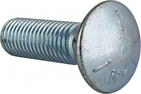 Value Collection - 3/4-10 UNC 2-1/2" Length Under Head, Standard Square Neck, Carriage Bolt - Grade 5 Steel, Zinc-Plated Finish - Top Tool & Supply