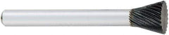 OSG - 3/8" Cut Diam, 1/4" Shank Diam, Inverted Cone Head Fluted Cut Burr - Carbide, Flat End, 3/8" LOC, 2" OAL - Top Tool & Supply