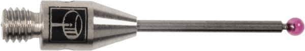 Renishaw - 0.02 Inch Ball Diameter, Carbide Stem, M2 Thread, Ruby Point Ball Tip CMM Stylus - 0.28 Inch Working Length, 0.012 Inch Stem Diameter, 0.79 Inch Overall Length - Top Tool & Supply