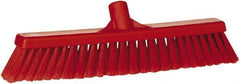 Vikan - 16" Fine Particle Synthetic Push Broom - 2" Bristle Length, Plastic Block, European Threaded Handle Connection - Top Tool & Supply