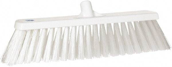 Vikan - 19" Heavy Duty Synthetic Push Broom - 4-25/64" Bristle Length, Plastic Block, European Threaded Handle Connection - Top Tool & Supply