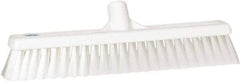 Vikan - 16" Fine Particle Synthetic Push Broom - 2" Bristle Length, Plastic Block, European Threaded Handle Connection - Top Tool & Supply