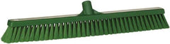 Vikan - 24" Fine Particle Synthetic Push Broom - 2" Bristle Length, Plastic Block, European Threaded Handle Connection - Top Tool & Supply