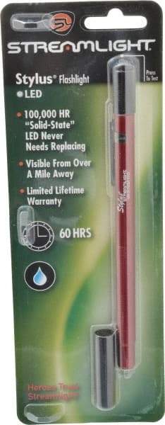 Streamlight - White LED Bulb, Mini Flashlight - Red Aluminum Body, 3 AAAA Alkaline Batteries Included - Top Tool & Supply