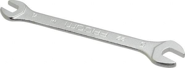 Facom - 4mm x 5mm Stubby Open End Wrench - 2-9/32" OAL, Double End, Satin Finish, 15° Head Angle - Top Tool & Supply