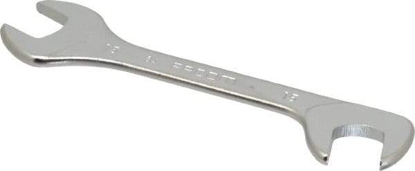 Facom - 15mm Stubby Extra Thin Open End Wrench - 5-33/64" OAL, Double End, Satin Finish, 15° & 75° Head Angle - Top Tool & Supply