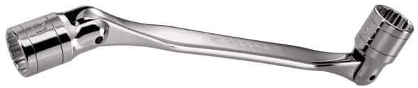 Facom - 21 x 23", 12 Point, Satin Chrome Coated, Double Flex-End Socket Wrench - 13-1/32" OAL, 41.5mm Head Thickness - Top Tool & Supply