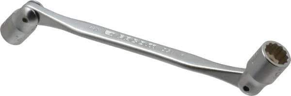 Facom - 14 & 15", 12 Point, Satin Chrome Coated, Double Flex-End Socket Wrench - 9-11/32" OAL, 33mm Head Thickness - Top Tool & Supply