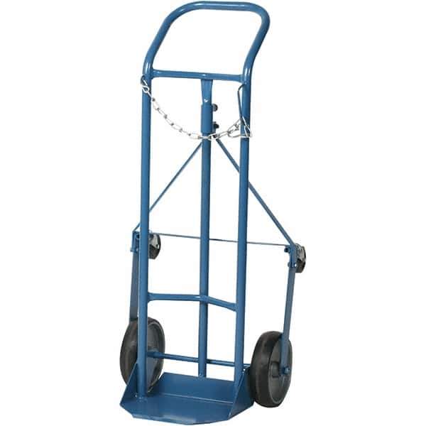 Wesco Industrial Products - 250 Lb Capacity 41-3/4" OAH Tilting Cylinder Hand Truck - Continuous Handle, Steel, Mold-On Rubber Wheels - Top Tool & Supply