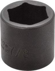 Proto - 3/8" Drive 7/8" Standard Impact Socket - 6 Points, 1-7/32" OAL - Top Tool & Supply