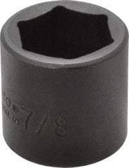 Proto - 3/8" Drive 7/8" Standard Impact Socket - 6 Points, 1-7/32" OAL - Top Tool & Supply