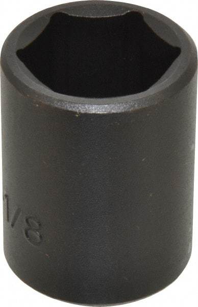 Proto - 1/2" Drive 1-1/8" Standard Impact Socket - 6 Points, 2" OAL - Top Tool & Supply