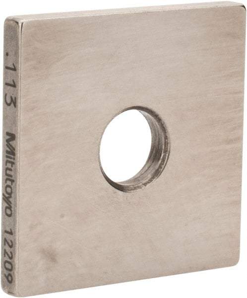 Mitutoyo - 0.113" Square Steel Gage Block - Accuracy Grade 0, Includes Certificate of Inspection - Top Tool & Supply