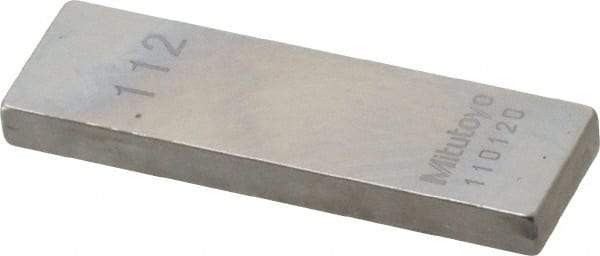 Mitutoyo - 0.112" Rectangular Steel Gage Block - Accuracy Grade 0, Includes Certificate of Inspection - Top Tool & Supply