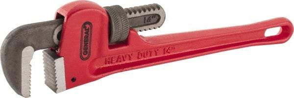 General - 14" Cast Iron Straight Pipe Wrench - 2" Pipe Capacity - Top Tool & Supply