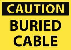 NMC - Accident Prevention Label, Header: CAUTION - Legend: Caution - Buried Cable, English, Black & Yellow, 5" Long x 3" High, Sign Muscle Finish - Top Tool & Supply