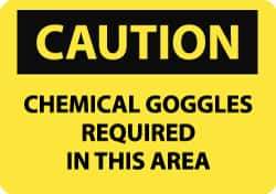 NMC - "Caution - Chemical Goggles Required in This Area", 10" Long x 14" Wide, Rigid Plastic Safety Sign - Rectangle, 0.05" Thick, Use for Accident Prevention - Top Tool & Supply