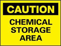 NMC - "Caution - Chemical Storage Area", 7" Long x 10" Wide, Pressure-Sensitive Vinyl Safety Sign - Rectangle, 0.004" Thick, Use for Hazardous Materials - Top Tool & Supply