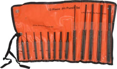 Value Collection - 13 Piece, 1/8 to 3/8", Pin Punch Set - Comes in Vinyl Case - Top Tool & Supply