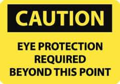 NMC - "Caution - Eye Protection Required Beyond This Point", 10" Long x 14" Wide, Aluminum Safety Sign - Rectangle, 0.04" Thick, Use for Accident Prevention - Top Tool & Supply