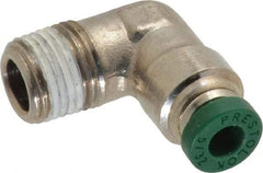 Parker - 5/32" Outside Diam, 1/8 NPTF, Nickel Plated Brass Push-to-Connect Tube Male Elbow - 300 Max psi, Tube to Male NPT Connection, Buna-N O-Ring - Top Tool & Supply