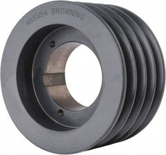 Browning - 4 Groove, 5/8 to 2-1/4 Bore Diam, 5.68" Outside Diam, QD Bushed V Belt Sheave - 5.5 5V Diam Belt Pitch - Top Tool & Supply