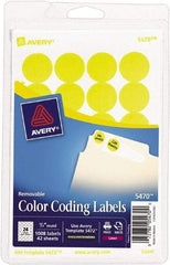 AVERY - 3/4" Wide x 3/4" Long, Neon Yellow Paper Color Coding Labels - For Laser/Inkjet Printers - Top Tool & Supply