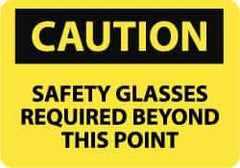 NMC - "Caution - Safety Glasses Required Beyond This Point", 20" Long x 28" Wide, Rigid Plastic Safety Sign - Rectangle, 0.05" Thick, Use for Accident Prevention - Top Tool & Supply