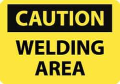 NMC - "Caution - Welding Area", 10" Long x 14" Wide, Aluminum Safety Sign - Rectangle, 0.04" Thick, Use for Accident Prevention - Top Tool & Supply