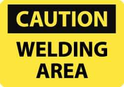 NMC - "Caution - Welding Area", 10" Long x 14" Wide, Rigid Plastic Safety Sign - Rectangle, 0.05" Thick, Use for Accident Prevention - Top Tool & Supply