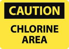 NMC - "Caution - Chlorine Area", 7" Long x 10" Wide, Pressure-Sensitive Vinyl Safety Sign - Rectangle, 0.004" Thick, Use for Hazardous Materials - Top Tool & Supply