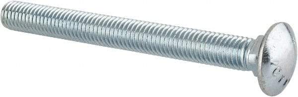 Value Collection - 1/2-13 UNC 5" Length Under Head, Standard Square Neck, Carriage Bolt - Grade 5 Steel, Zinc-Plated Finish - Top Tool & Supply