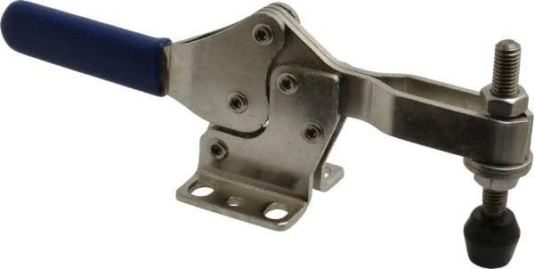 Gibraltar - 600 Lb Holding Capacity, Horizontal Handle, Manual Hold Down Toggle Clamp - 56° Handle Movement, 91° Bar Opening, U-Bar, Flanged Base, Electro-Plated Zinc, Stainless Steel - Top Tool & Supply