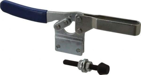 Gibraltar - 750 Lb Holding Capacity, Horizontal Handle, Manual Hold Down Toggle Clamp - 70° Handle Movement, 92° Bar Opening, U-Bar, Straight Base, Electro-Plated Zinc, Carbon Steel - Top Tool & Supply