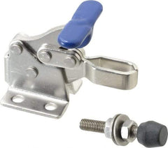 Gibraltar - 350 Lb Holding Capacity, Horizontal Handle, Manual Hold Down Toggle Clamp - 173° Handle Movement, 92° Bar Opening, U-Bar, Flanged Base, Electro-Plated Zinc, Stainless Steel - Top Tool & Supply