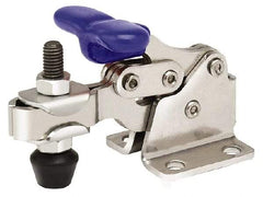 Gibraltar - 750 Lb Holding Capacity, Horizontal Handle, Manual Hold Down Toggle Clamp - 168° Handle Movement, 90° Bar Opening, U-Bar, Flanged Base, Electro-Plated Zinc, Stainless Steel - Top Tool & Supply