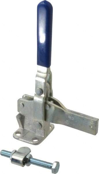 Gibraltar - 1,400 Lb Holding Capacity, Vertical Handle, Manual Hold Down Toggle Clamp - 66° Handle Movement, 78° Bar Opening, Solid Bar, Flanged Base, Electro-Plated Zinc, Carbon Steel - Top Tool & Supply