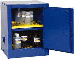 Eagle - 1 Door, 1 Shelf, Blue Steel Bench Top Safety Cabinet for Corrosive Chemicals - 23" High x 17-1/2" Wide x 18" Deep, Self Closing Door, 3 Point Key Lock, 4 Gal Capacity - Top Tool & Supply